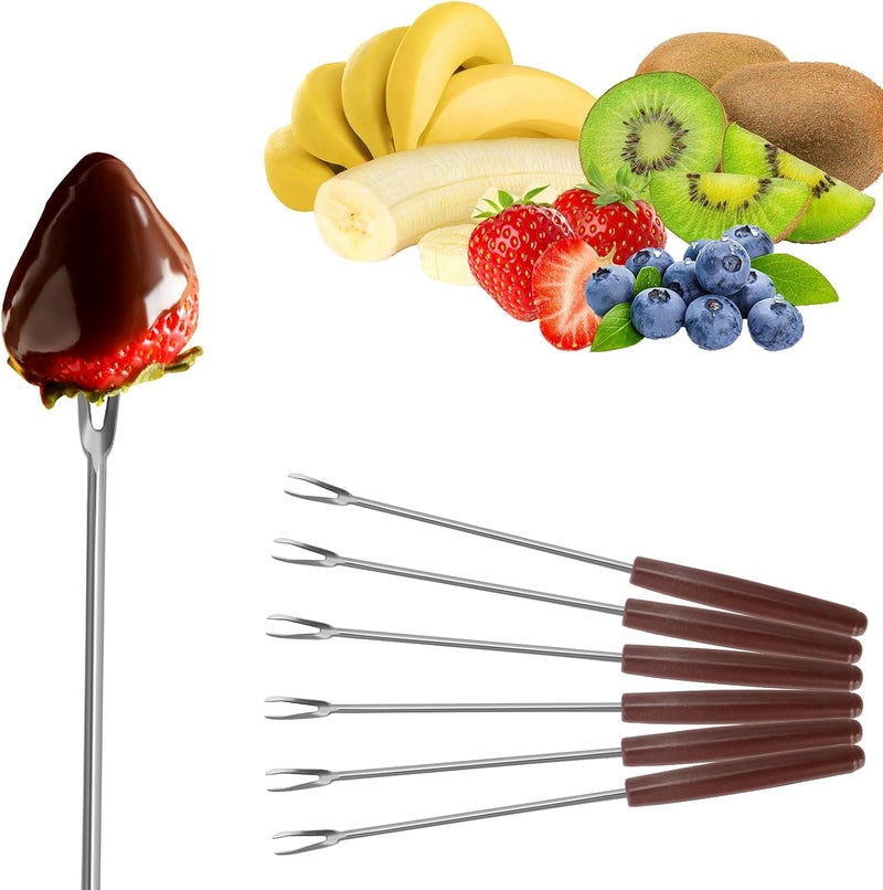VAlinks Electric Chocolate Melting Pot Chocolate Fondue Pot Set 3-Section Serving Trays with 6pcs Dipping Forks Perfect for Housewarming Christmas Party Gifts (Brown) - Image 3